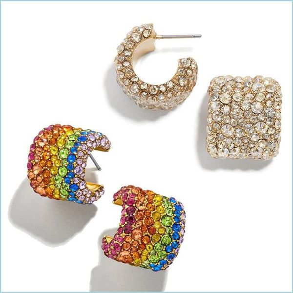 

stud stud trendy design copper inlay fly-jewelled rainbow color clear crystal earrings for women girls fashion jewelry 3 dhseller2010 dhrnf, Golden;silver