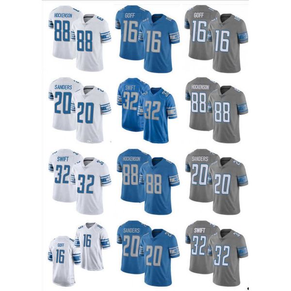 

football jerseys 97 aidan hutchinson men youth women''detroit''lions''jersey 20 barry sanders 16 jared goff 32, Black;red