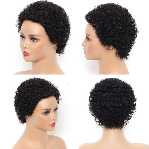 

short rolls of africa afro curly human hair wigs human hair mechanism, Black;brown