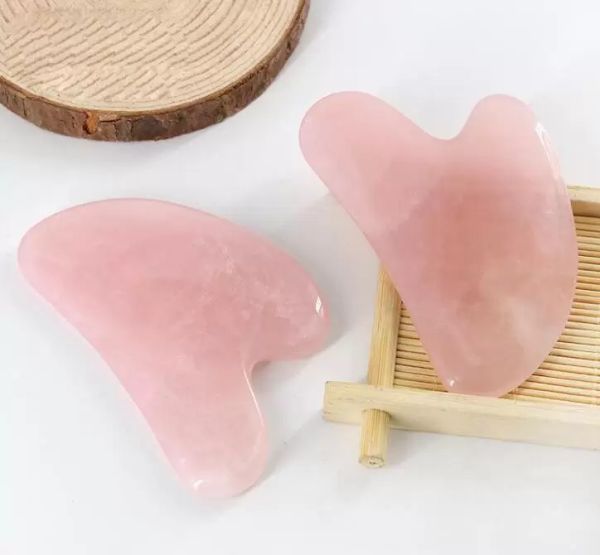 

massage stones rocks rose quartz pink jade guasha board natural stone scraper chinese gua sha pad