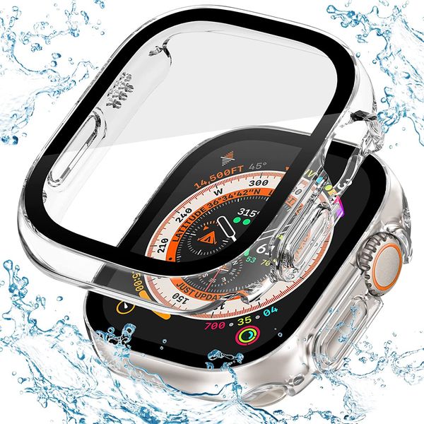 

watch cases screen protector compatible with apple watch ultra 49mm built-in 9h tempered glass film pc covers for iwatch 49 mm