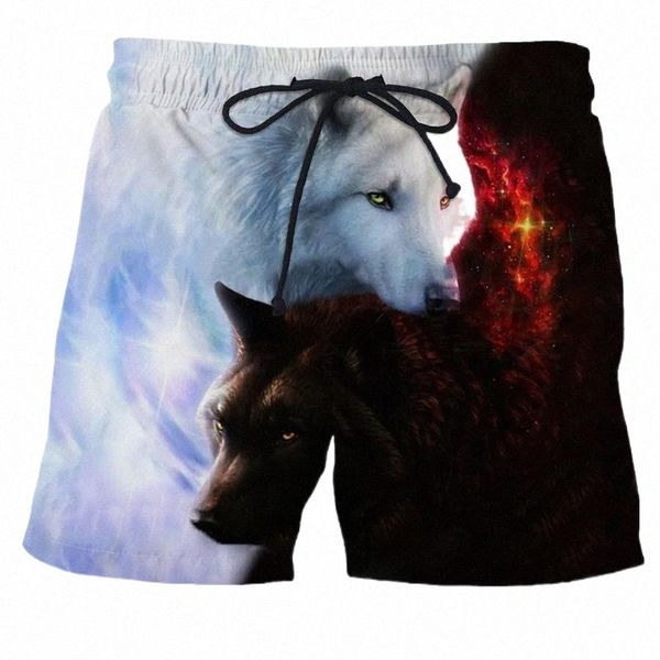 

men's shorts men's beach 3d animal wolf printed swimming harajuku fitness pants surfing sports 4xlmen's 21yv#, White;black