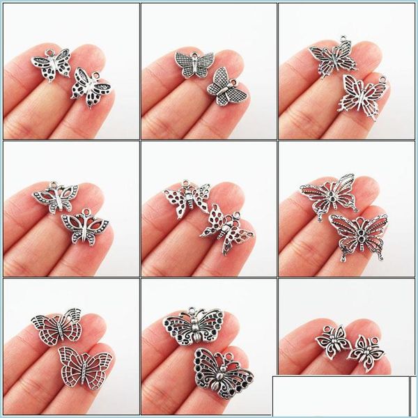 

charms charms fashion lovely animal butterfly tibetan sier plated pendants for gifts jewelrycharms drop delivery 2021 jewelry finding dhtug, Bronze;silver