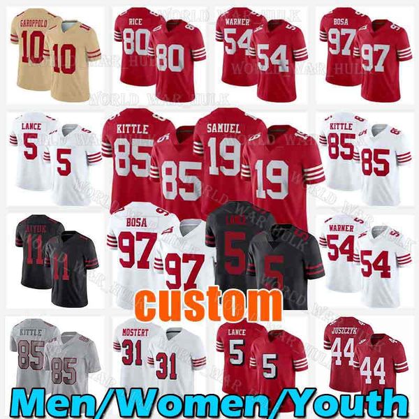

fans tees 19 deebo samuel trey lance football jersey george kittle nick bosa san francisco kyle juszczyk fred warner jimmy garoppolo jerry, Black