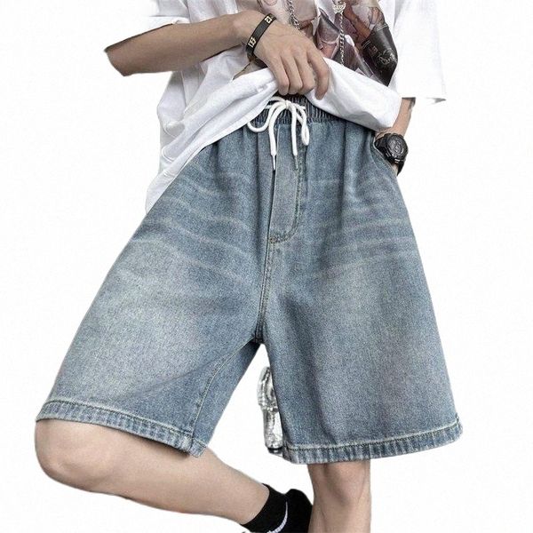 

men's shorts summer blue ripped denim men fashion casual hole streetwear loose hip hop straight jeans menmen's o0c4#, White;black