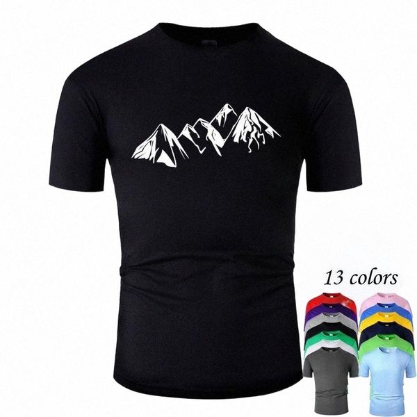 

men's t-shirts mountain line art o neck cotton t shirt men and woman summer short sleeve designed casual tee m01037men's c2fv#, White;black