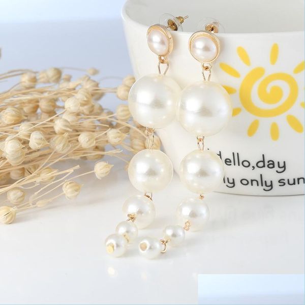 

stud fashion long pearl stud earrings bridal simple jewelry for women girl wedding party club accessories decor 1174 b3 d dhseller2010 dhpmt, Golden;silver