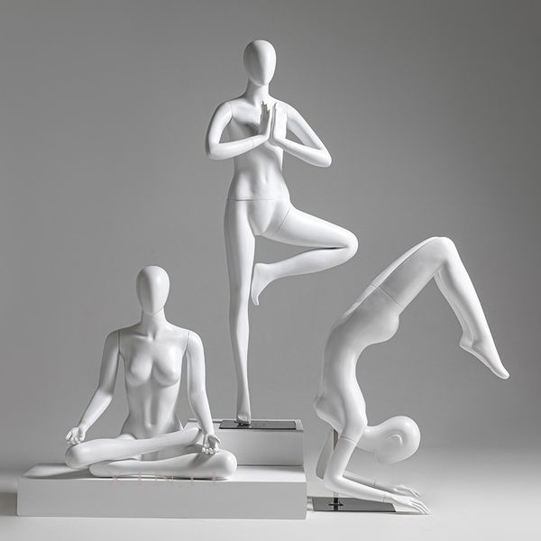 

female sports model yoga mannequin full body different posture, Khaki