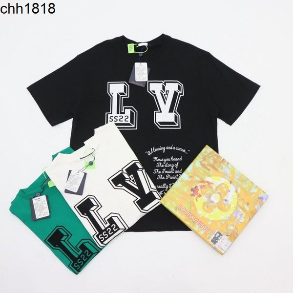 

men's t-shirts high edition gift box flocked old flower letter short sleeve t-shirt drop shoulder double car thread men and women', White;black