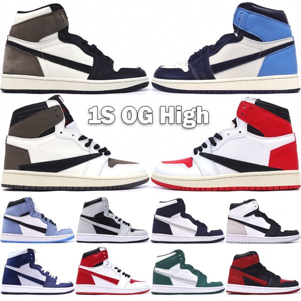

classic 1 high og men women basketball shoes leather 1s trainers obsidian georgetown travis scotts bordeaux outdoor designer sneakers size 3