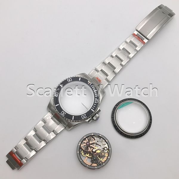 

ew factory men's watch skeleton dial mount sa3130 movement 1, Slivery;brown