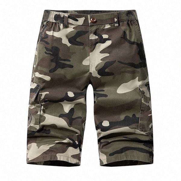 

men's shorts summer camouflage printed cropped trousers youth cotton multi-pocket zip placket workwear casual men's shortsmen&#039, White;black