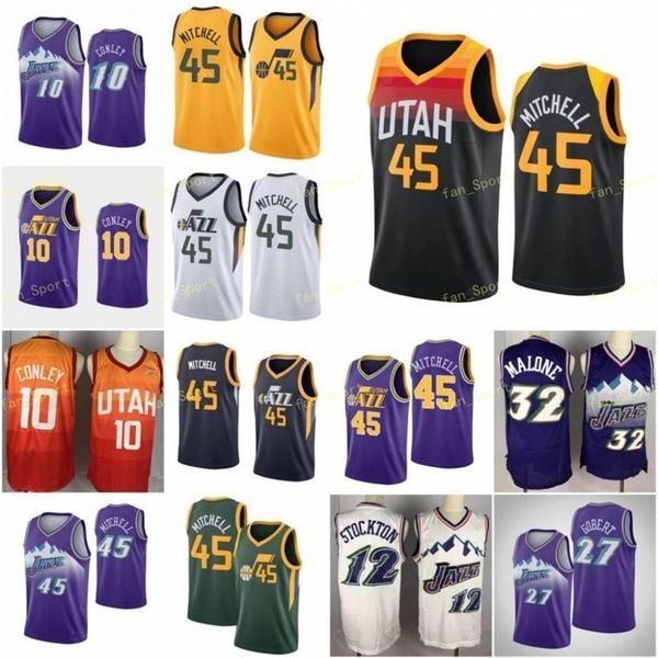 

city earned edition donovan 45 mitchell basketball jerseys mike 10 conley karl 32 malone rudy 27 gobert john 12 stockton men stitched s312e