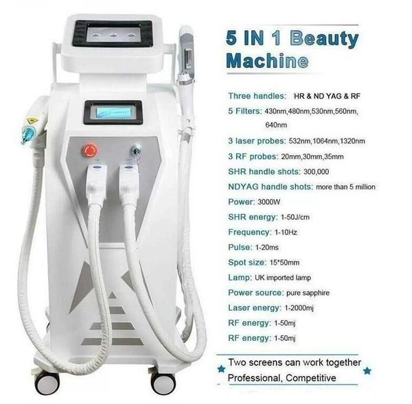 

powerful 4 in1 multi-function laser ipl tattoo removal machine vascular pigment acne therapy laser 5 filters opt tattoo/, Black