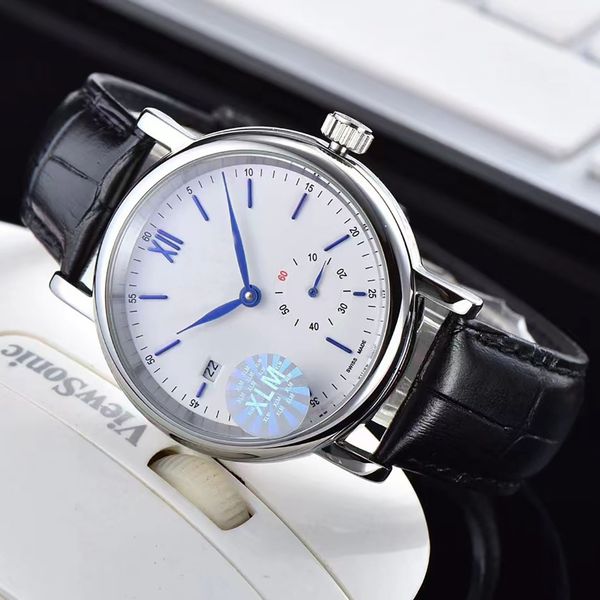 

luxury automatic men's watch aaa 40mm 904l full stainless steel classic designer watch montre deluxe sub-dial multicolor dial leather s, Slivery;brown