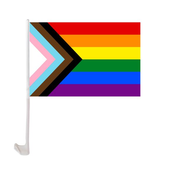 

30x45cm lgbtq car flag polyester uv protection window clip car decoration banner with flagpole