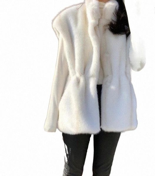 

women's vests superaen sweet solid mink fluffy sleeveless single breasted casual coat women t4yy#, Black;white