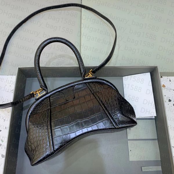 

women's bag crocodile print handbag hourglass series imported cowhide handbag shell fashion single shoulder bag chain designer 2022