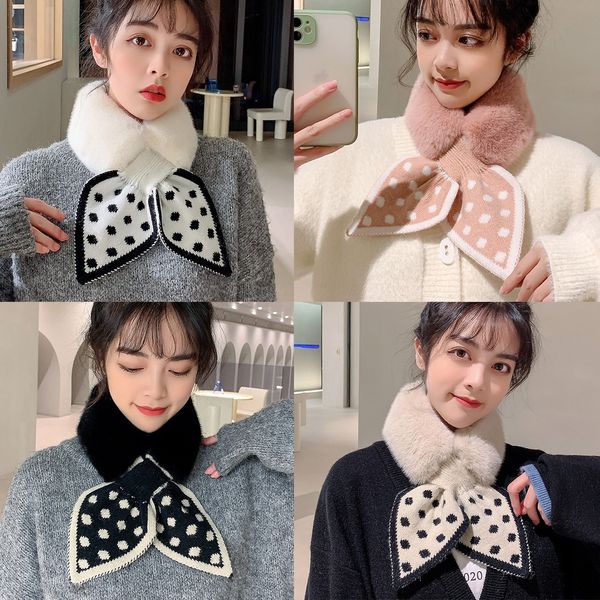 

women's fur collar scarf warm and multi-purpose windproof and cold-proof thickened korean neck sleeve, Blue;gray