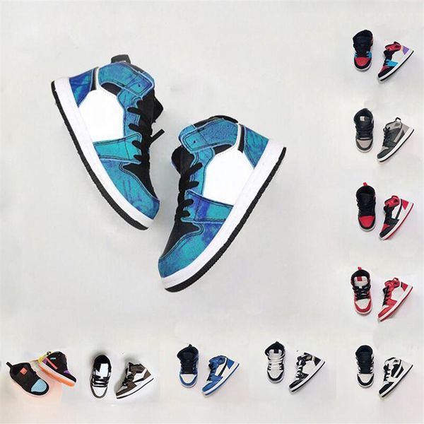 

light smoke grey 1s i mid kids basketball shoe pink quartz travis scotts obsidian bred melody shattered backboard tie-dye child sneaker305w, Black