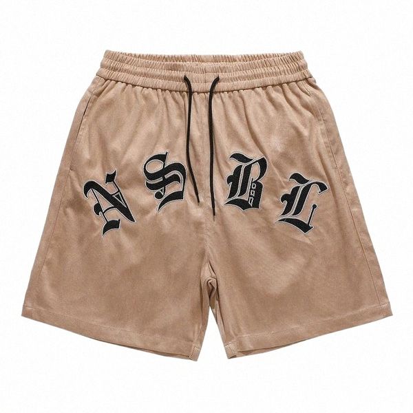 

men's shorts mens casual elastic waist retro halajuku knee length trousers 2022 summer oversize letter embroidery drawstring shortsmen&, White;black