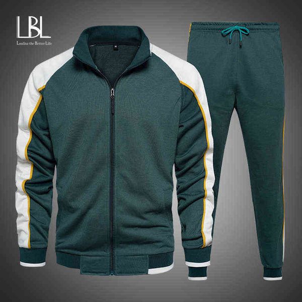 

men's tracksuits 2022 new casual tracksuit men autumn zipper jackets pants suits 2 pieces sets male slim sportswear fashion 2pcs men&#0, Gray