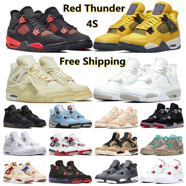 

basketball shoes 4s men 4 red thunder lightning university blue black cat white oreo sail shimmer cool grey pure money trainers sports