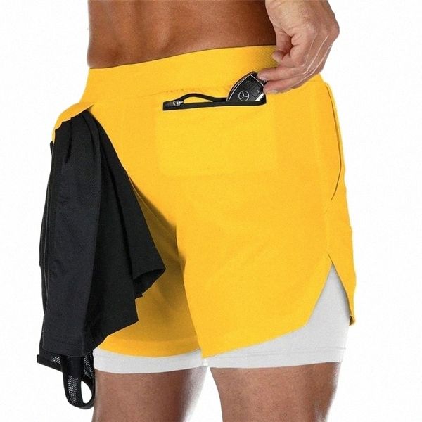 

men's shorts store 2022 summer built-in pockets double-deck joggers men casual gym quick dry male bodybuilding shortmen's j9le#, White;black
