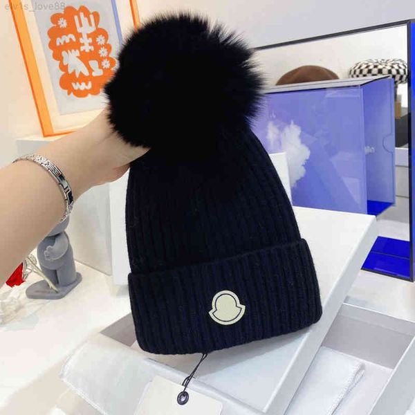 

hats scarves gloves sets digner skull caps fashion fax fur pom beanie breathable keep warm cashmere hat for wo 6 color high-quality, Blue;gray