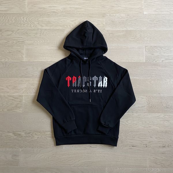 

trap brand london oversized hoodies men woman towel embroidery star pullovers fleece casual trapstar hoody sweatshirts, Black