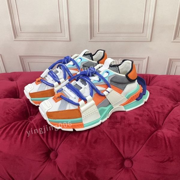 

2022 designer's letter joint casual shoes blue multi-white pink embossed calfskin leather red khaki green sole printed oversized women&, Red;white