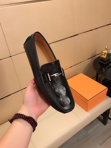 

mens brand casual loafers designer brand slip on business dress shoes male fashion comfortable walking footwear flats size 38-44, Black