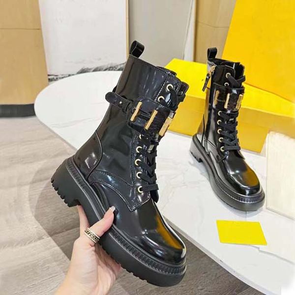

new designer women locomotive boots gold metal letters genuine leather thick bottom martin boot platform middle heel autumn and winter shoes, Black