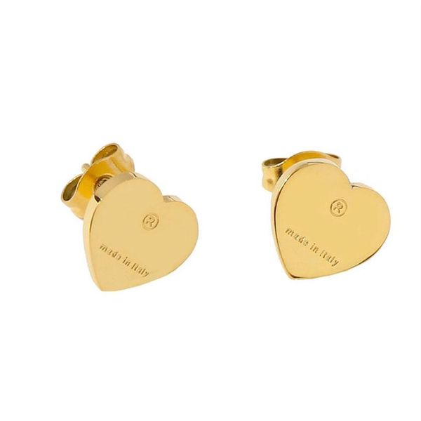 

women original design fashion stainless g letter heart stud earring with made in italy engraved226s2069, Golden;silver