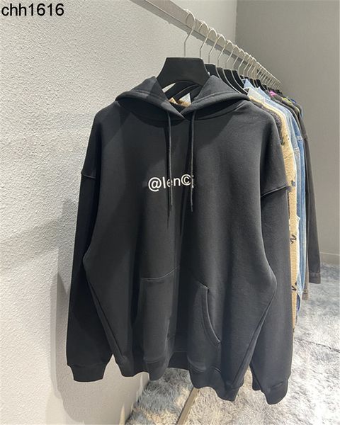 

high version balencaigass 21fw autumn and winter new mailbox letter printing men and women hoodie couple paris hoodie, Black