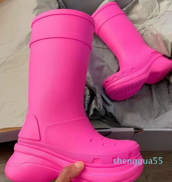 

r cross rain boots rubber round head luxury waterproof jointly, Black