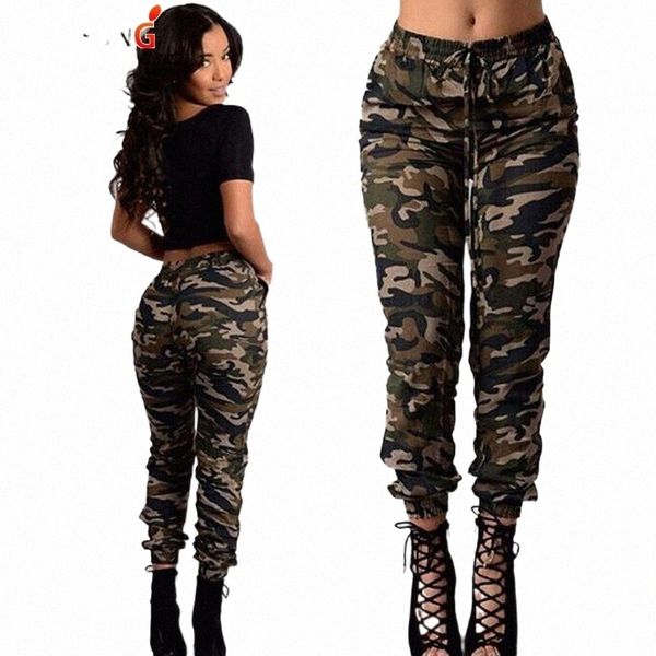 

women camouflage pants trouser 2017 fashion slim fitness trousers female elastic waist beam pockets leisure long trousers 829660 v2v7#, Black;white