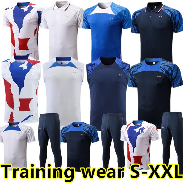 

training wear 2022 french soccer jersey benzema version du lecteur football shirts mbappe griezmann pogba kante vest polo maillot foot kit s, Black;yellow