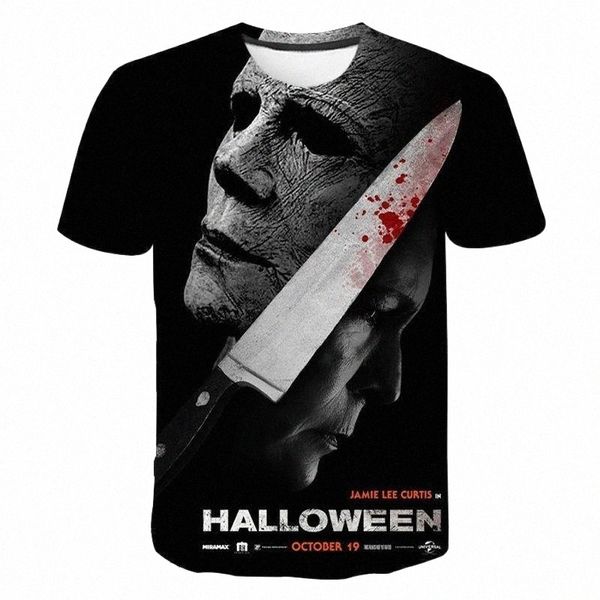 

men's t-shirts summer men women children horror michael myers 3d printed t-shirt fashion casual streetwear cool teemen's h0e2#, White;black