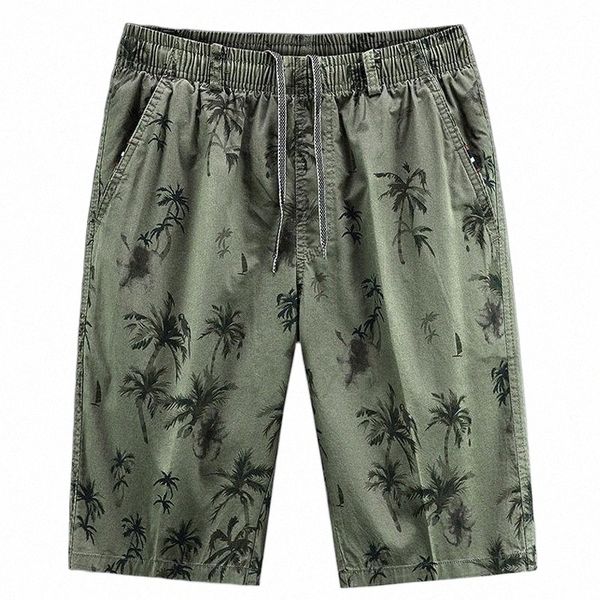 

men's shorts coconut print men summer fashion casual knee length pants male cargo elastic waist bottoms cottonmen's f8fn#, White;black