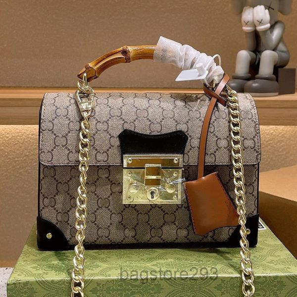 

women padlock handbag crossbody bag detachable chain flap small tote shoulder bags bamboo handle multiple colors fahsion purse 2022