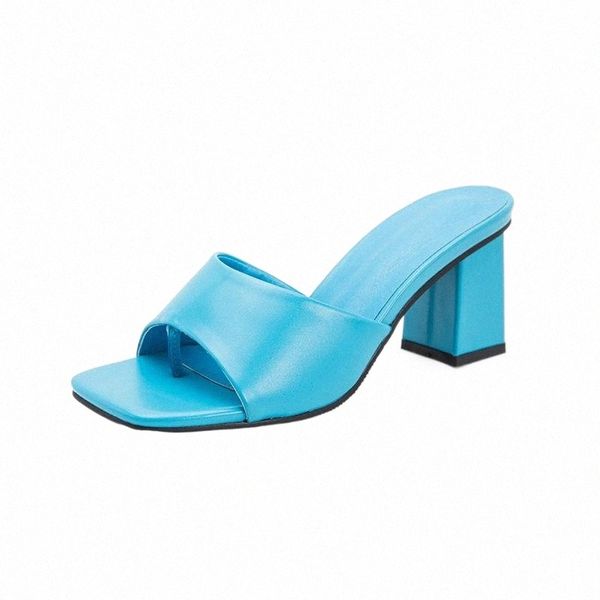

fashion slippers women sandals summer shoes woman slides outdoor square heel clip flops female mid heels ladies mules size 35-42, Black