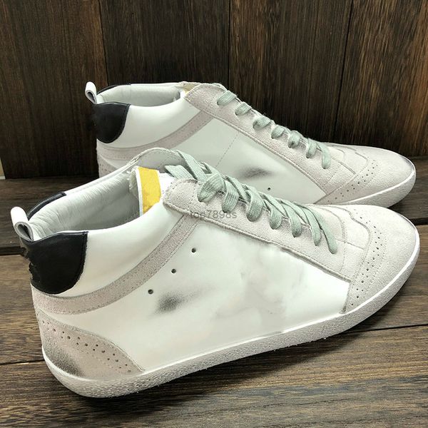 

italy brand golden mid star high shoes fashion sneakers italy luxury classic white do-old dirty man women shoe silver glitter leather, Black