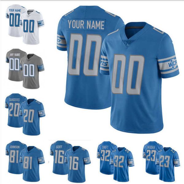 

97 aidan hutchinson 1 jameson williams custom detroit''lions''20 barry sanders 16 jared goff 32 d'andre swift 23 je, Black;red