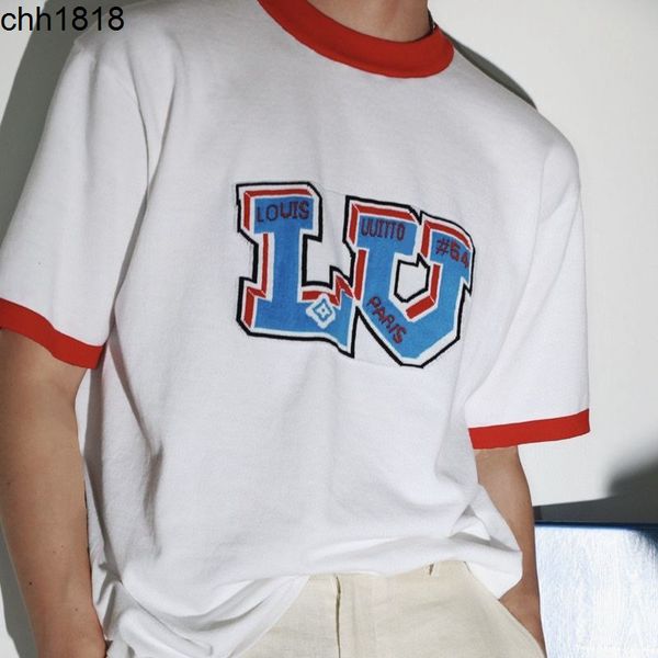 

men's t-shirts high version match colorful pattern contrast round neck knitted short sleeve t-shirt men's fashion casual half slee, White;black
