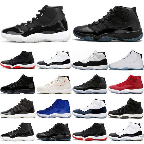 

original 11s basketball shoes men prom night platinum tint midnight navy prm heiress blue gym red space jam concord 23 bred high, Black