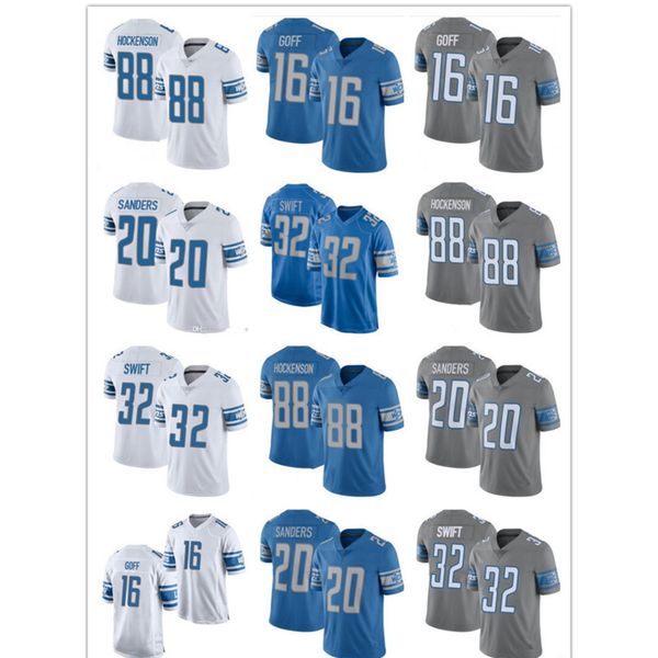 

football jerseys men women''detroit''lions''jersey 20 barry sanders 16 jared goff 23 jeff okudah 32 d'and, Black;red