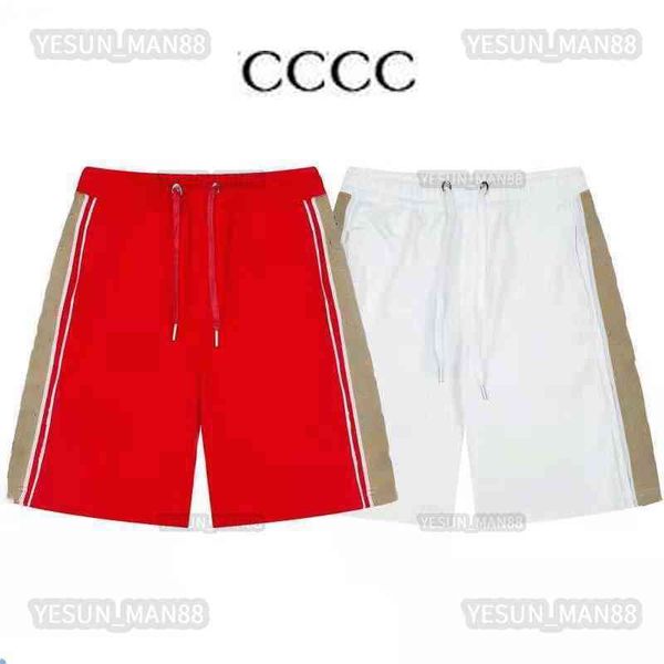 

designer luxury cc classic summer side double g-stripe ribbon capris versatile drawstring mens womens casual sports shorts beach pants, Black