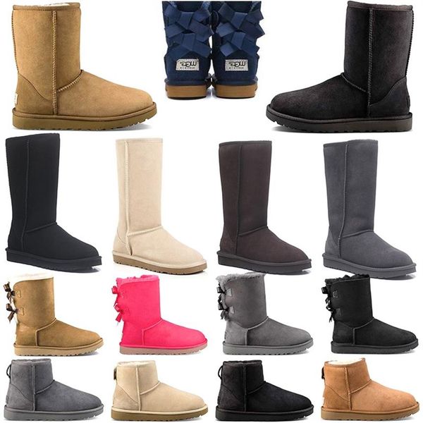 

designer women boots snow booties ankle knee black grey brown red pink blue high womens girl outdoor winter boot size 36-41245h