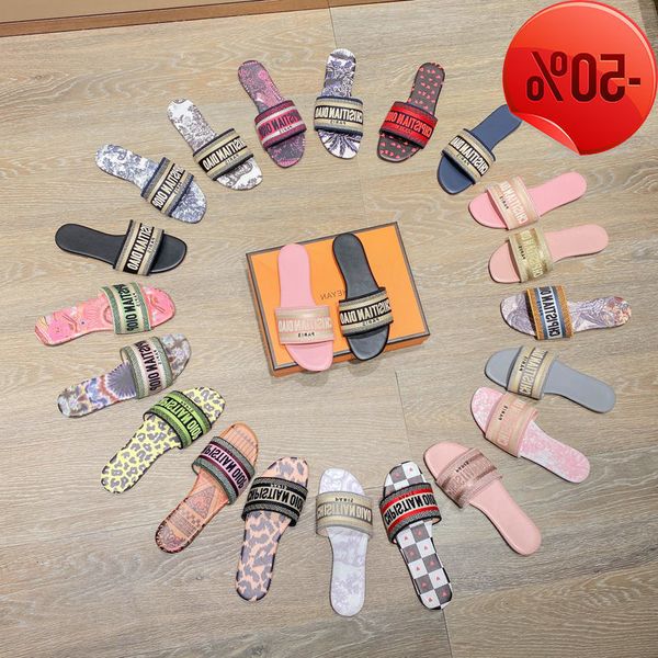 

designer slippers wholesale leather 2022 summer latt yb letter embroidered one line flip flop women's net red casual fashion factory di, Black